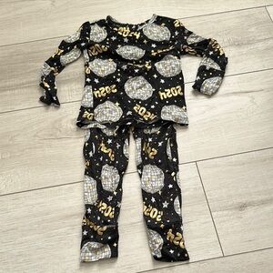Posh Peanut Bamboo 2024 New Years Eve Disco Ball Pajamas - Black and Gold